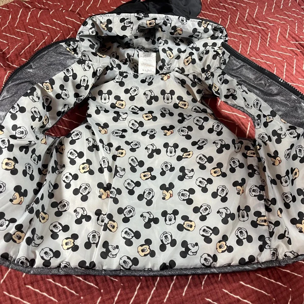 Kids Disney Mickey Mouse Puffer Vest Hooded Ears Sparkle Gray‎ Size 3T